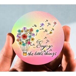 Set of 2 Car Coasters, Enjoy The Little Things Car Coaster, Neoprene Car Coaster